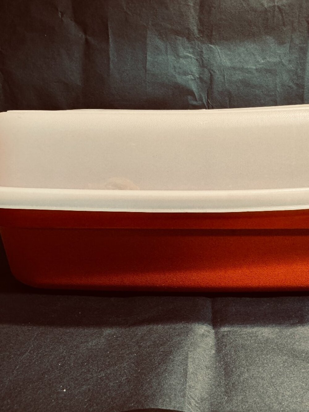Vintage Tupperware Bacon Keeper Container Red High Dome Lid 1292 1293